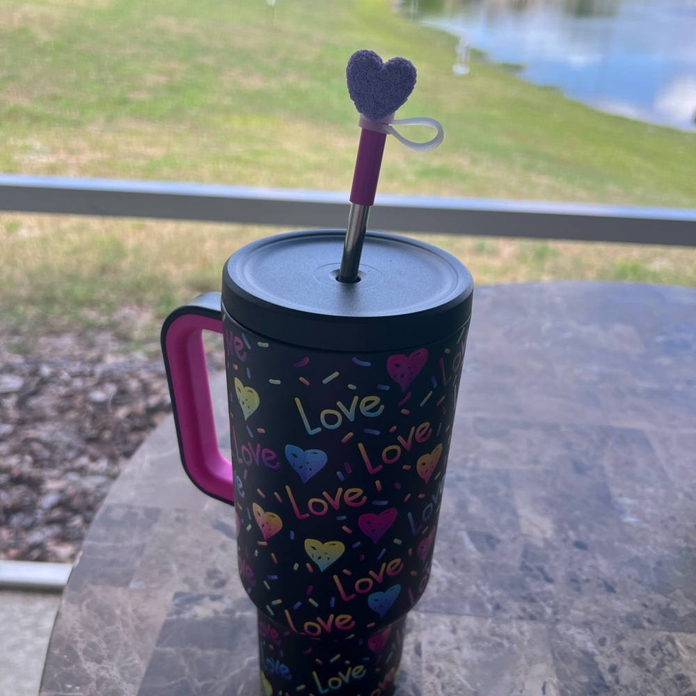 New Meoky Colorful Love Mug with Straw